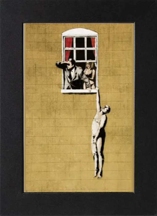 Gerahmter Druck : Stencilsgraffiti von Banksy N070360 Gerahmter Druck : Stencilsgraffiti von Banksy N070360