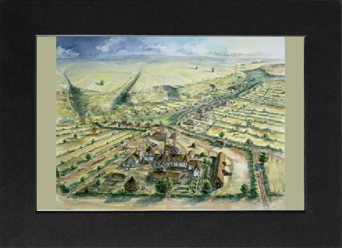 Gerahmter Druck : Wharram Percy Mittelalterliche Dorf J890256 Gerahmter Druck : Wharram Percy Mittelalterliche Dorf J890256