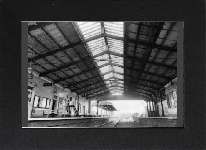 Gerahmter Druck : Innere Sicht von Frome Bahnhof, Somerton, ca. 1970er Jahre Gerahmter Druck : Innere Sicht von Frome Bahnhof, Somerton, ca. 1970er Jahre