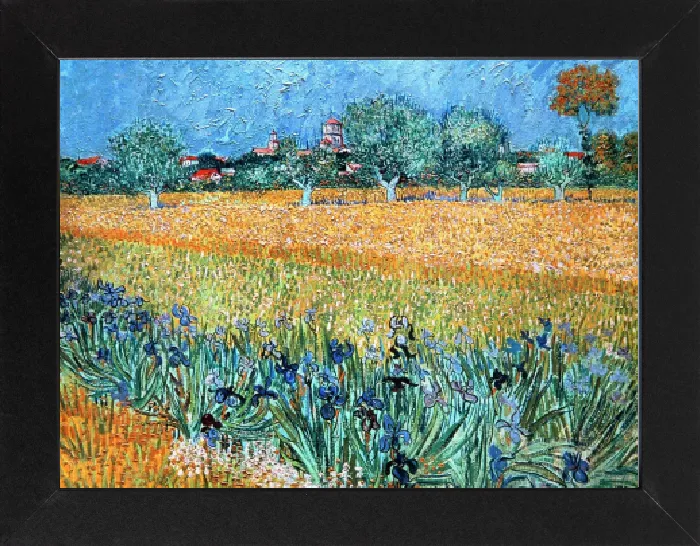 Gerahmter Druck : Berg mit Blumen in der Nähe von Arles durch Van Gogh Gerahmter Druck : Berg mit Blumen in der Nähe von Arles durch Van Gogh