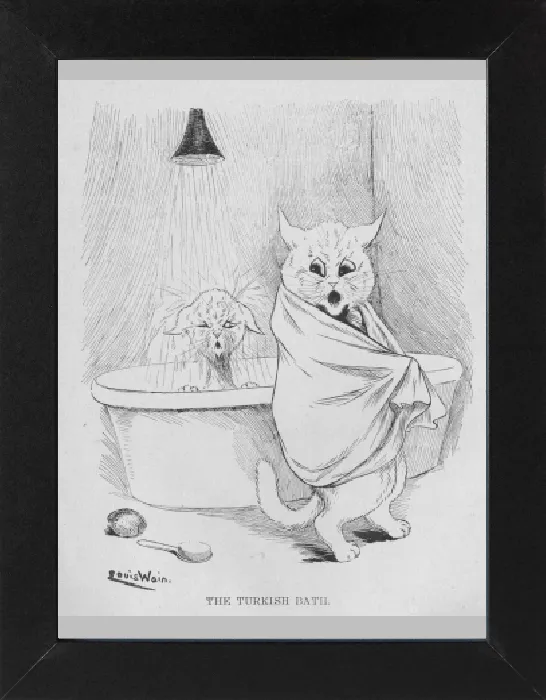 Gerahmter Druck : Ludwig Wain - Badebad Gerahmter Druck : Ludwig Wain - Badebad