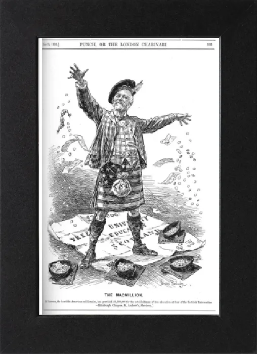 Gerahmter Druck : Zeichentrickfilm, Der Milliardär von Macmillan (von Andrew Carnegie) Gerahmter Druck : Zeichentrickfilm, Der Milliardär von Macmillan (von Andrew Carnegie)