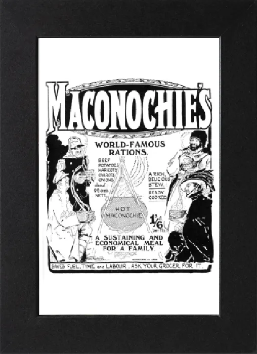 Gerahmter Druck : Maconochies-WW1-Werbung Gerahmter Druck : Maconochies-WW1-Werbung