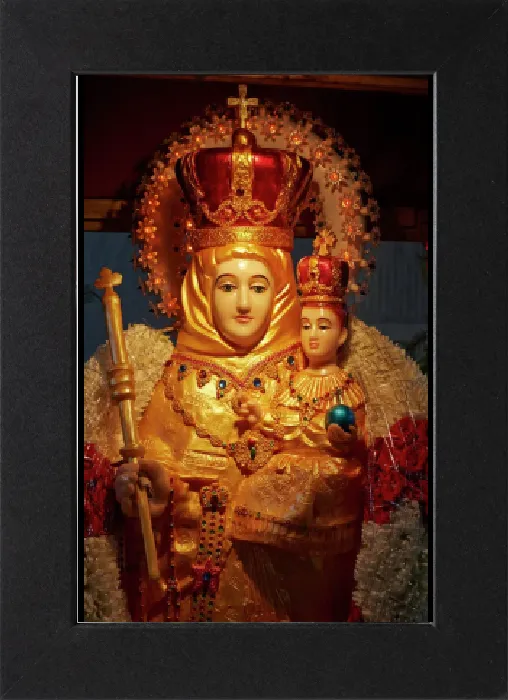 Gerahmter Druck : Bild der Unbeugsamen Gottesmutter von Velankanni, christlicher tamilischer Heiliger Antonius in Hauts-en-Villers im Département des Hauts-de-Seine Frankreich