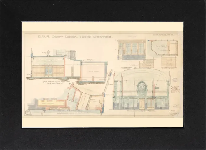 Gerahmter Druck : Kardiff Hauptbahnhof, Großbritannien, Großwestliche Eisenbahn, Kardifff Hauptbahnhof Änderungen Zeichnungsnummer 8 vom 02 Mai 1933 Gerahmter Druck : Kardiff Hauptbahnhof, Großbritannien, Großwestliche Eisenbahn, Kardifff Hauptbahnhof Änderungen Zeichnungsnummer 8 vom 02 Mai 1933