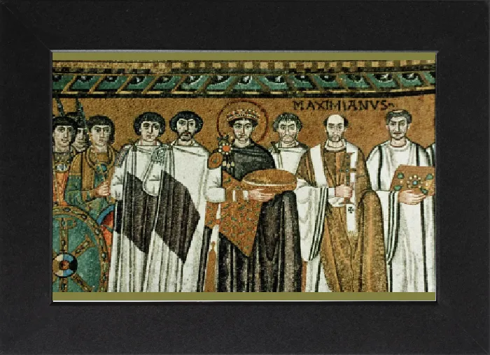 Gerahmter Druck : Justinian I (483-565), Kaiser des byzantinischen Reiches von 527 bis 565. Kaiser Justinian der Große Gerahmter Druck : Justinian I (483-565), Kaiser des byzantinischen Reiches von 527 bis 565. Kaiser Justinian der Große