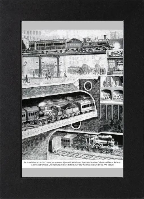 Gerahmter Druck : Abschnittsansicht von Londons Verkehrssystem Gerahmter Druck : Abschnittsansicht von Londons Verkehrssystem