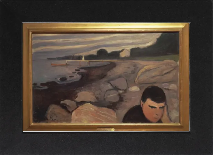 Gerahmter Druck : Norwegen, Oslo, Auf der Strand von Jappe, 1891 - 92