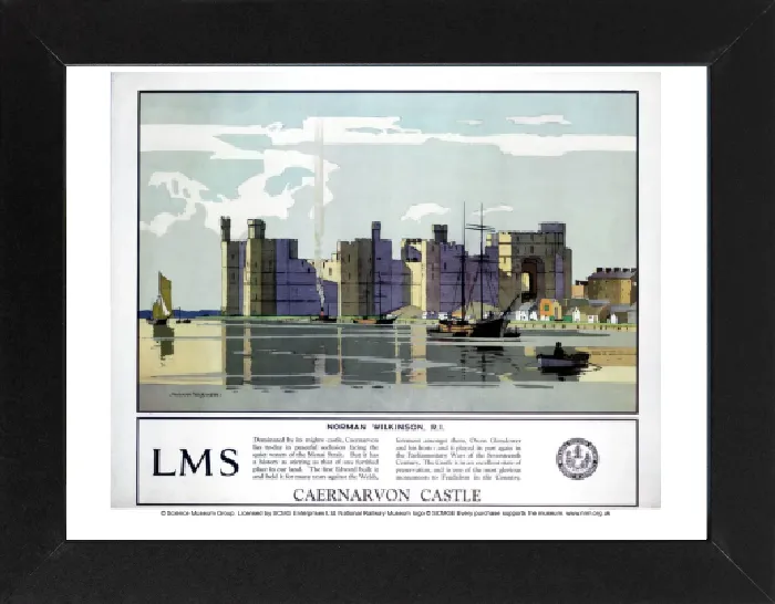 Gerahmter Druck : Kastell Caernarfon, Poster der LMS von 1929 Gerahmter Druck : Kastell Caernarfon, Poster der LMS von 1929