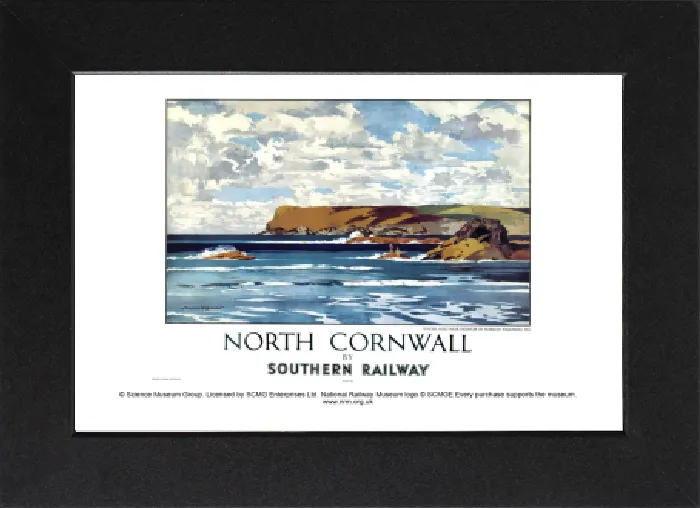 Gerahmter Druck : Nordkornwall mit der Südwestbahn (SR), Poster von 1947 Gerahmter Druck : Nordkornwall mit der Südwestbahn (SR), Poster von 1947