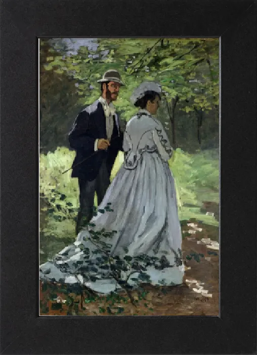 Gerahmter Druck : Die Spaziergänger oder Claude Monet Bazille und Camille, 1865 (Öl auf Leinwand)