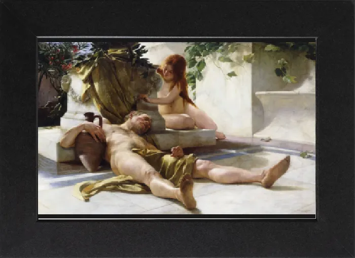 Gerahmter Druck : Nach dem Bacchanalien, 1898 (Öl auf Leinwand)