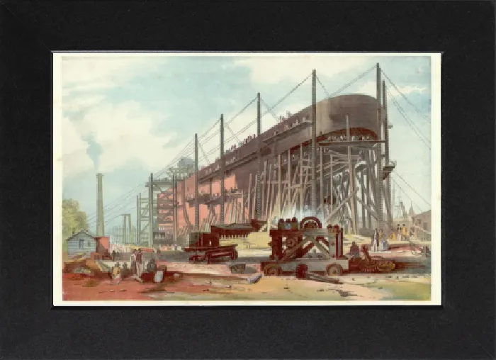 Gerahmter Druck : Großer Osten am Börsen in Millwall an der Themse, 1857 Gerahmter Druck : Großer Osten am Börsen in Millwall an der Themse, 1857