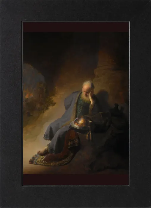 Gerahmter Druck : Jeremia lamentoet die Zerstörung Jerusalems, 1630. Künstler: Rembrandt van Rijn (1606-1669) Gerahmter Druck : Jeremia lamentoet die Zerstörung Jerusalems, 1630. Künstler: Rembrandt van Rijn (1606-1669)