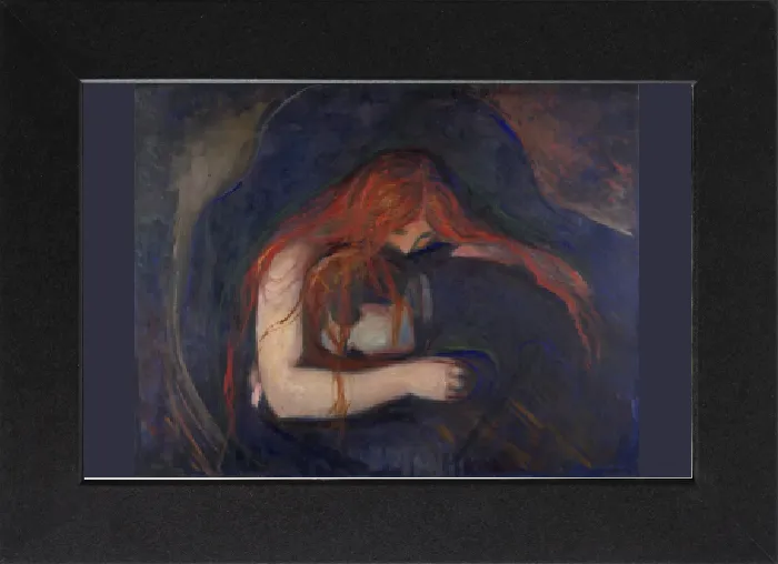Gerahmter Druck : Der Vampir (Liebe und Schmerz). Künstler: Munch, Edvard (1863-1944) Gerahmter Druck : Der Vampir (Liebe und Schmerz). Künstler: Munch, Edvard (1863-1944)