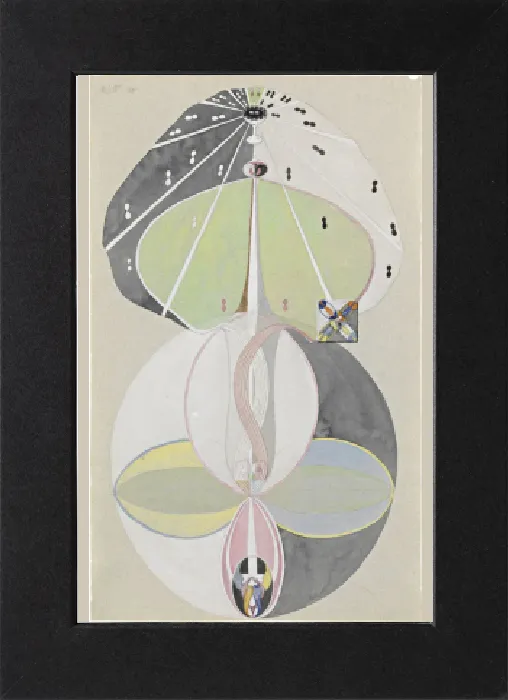 Gerahmter Druck : Buch der Erkenntnis Nr. 5, 1915. Schöpferin: Hilma af Klint (1862-1944) Gerahmter Druck : Buch der Erkenntnis Nr. 5, 1915. Schöpferin: Hilma af Klint (1862-1944)