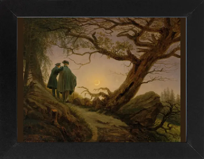 Gerahmter Druck : Zwei Männer betrachten die Mondnebel, um 1825 / 30. Schöpfer: Caspar David Friedrich Gerahmter Druck : Zwei Männer betrachten die Mondnebel, um 1825 / 30. Schöpfer: Caspar David Friedrich