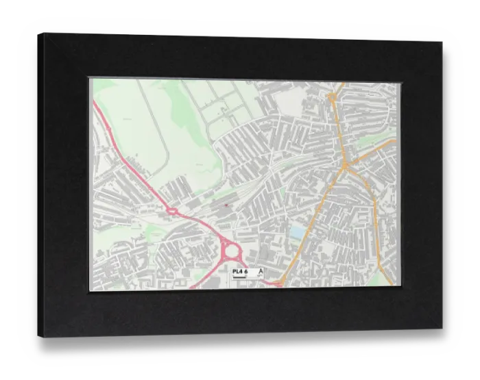 Gerahmter Druck : Plymouth PL4 6 Karte Gerahmter Druck : Plymouth PL4 6 Karte