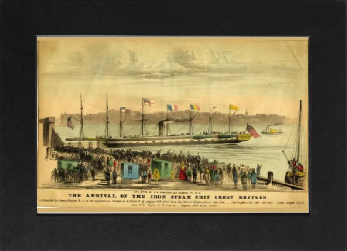 Gerahmter Druck : Die Ankunft der Eisen-Dampfmaschine Great Britain in New York, 1845. Gerahmter Druck : Die Ankunft der Eisen-Dampfmaschine Great Britain in New York, 1845.