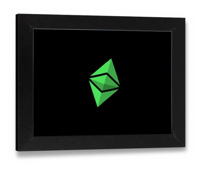 Gerahmter Druck : Ethereum Classic, Rotiertes Logo, Schwarze Hintergrund B Gerahmter Druck : Ethereum Classic, Rotiertes Logo, Schwarze Hintergrund B