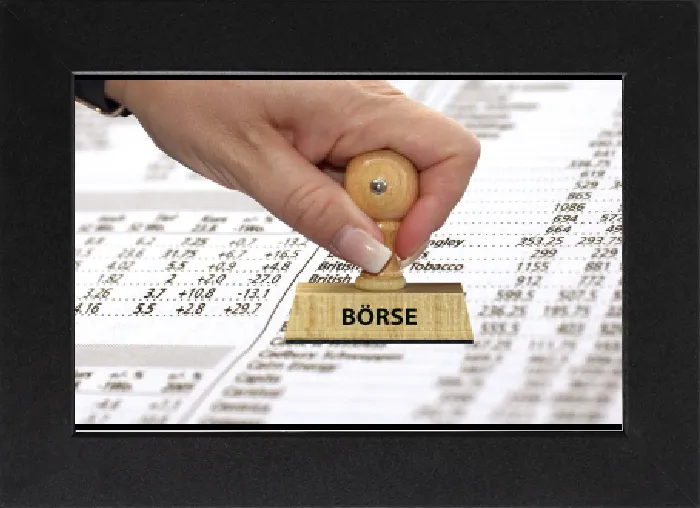 Gerahmter Druck : Aktienliste, Stempel, Börse Gerahmter Druck : Aktienliste, Stempel, Börse