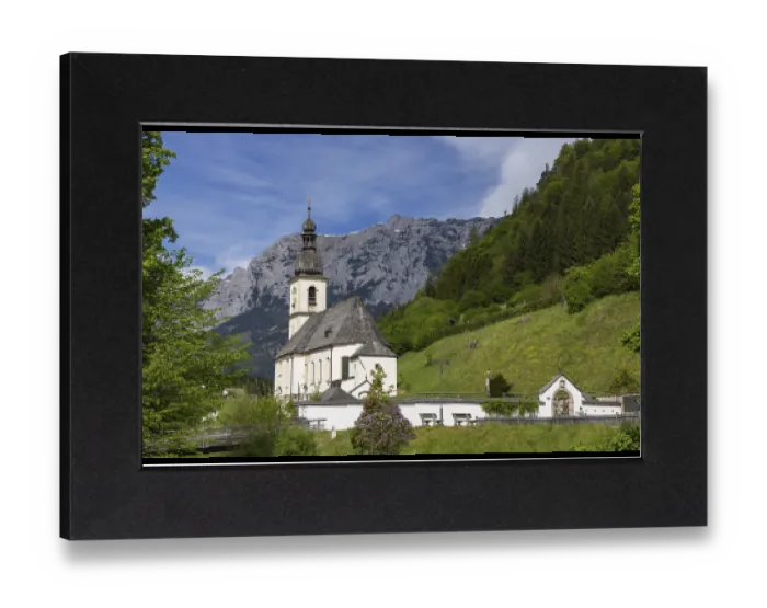 Gerahmter Druck : St.-Sebastian-Pfarrkirche Ramsau