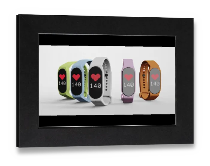 Gerahmter Druck : 3D-Rendern von Smart-Band, Fitnessuhr. Gerahmter Druck : 3D-Rendern von Smart-Band, Fitnessuhr.