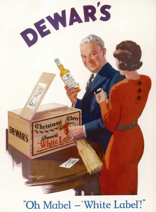 Gerahmter Druck : Anzeige für Dewar's Whisky Gerahmter Druck : Anzeige für Dewar's Whisky