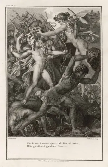 Gerahmter Druck : Aeneas im Kampf