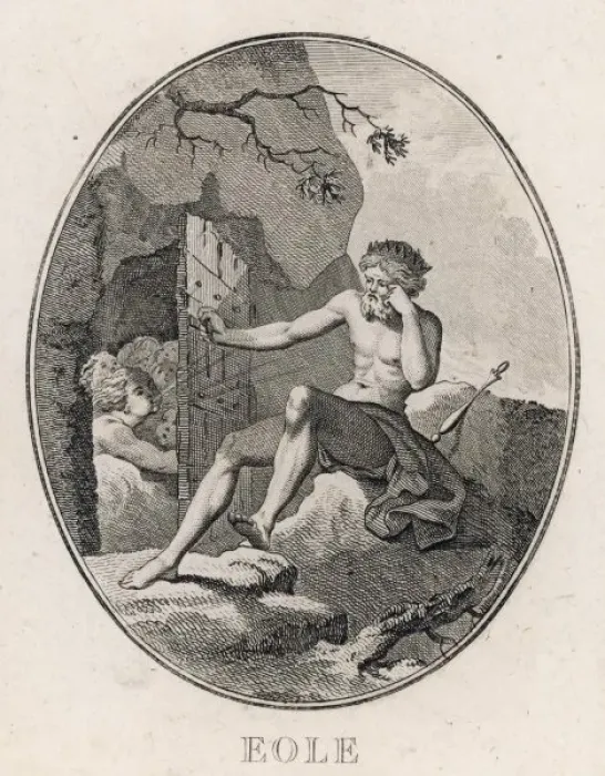 Gerahmter Druck : AEOLUS. Aeolus wurde von Zeus zum Herrscher der Winde ernannt Gerahmter Druck : AEOLUS. Aeolus wurde von Zeus zum Herrscher der Winde ernannt