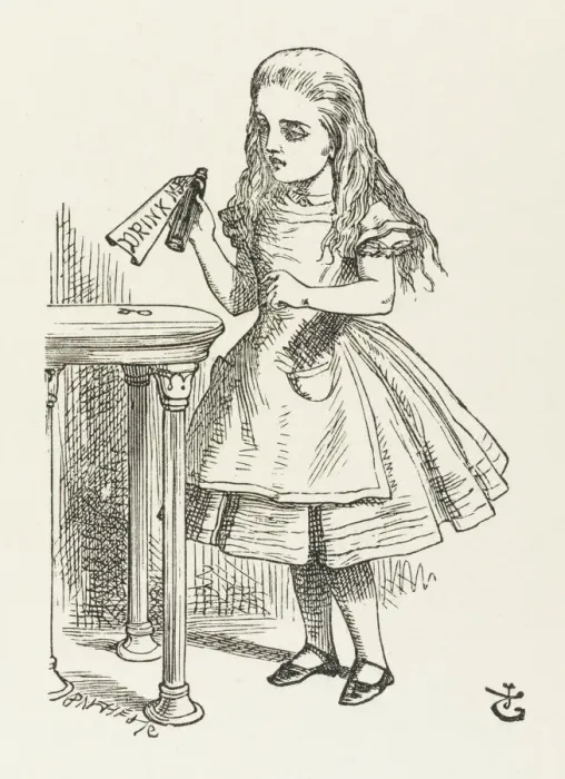 Gerahmter Druck : Alice trinkt mich Gerahmter Druck : Alice trinkt mich