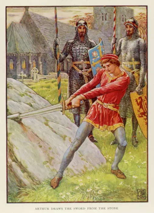 Gerahmter Druck : Arthurs schlägt das Schwert an Gerahmter Druck : Arthurs schlägt das Schwert an