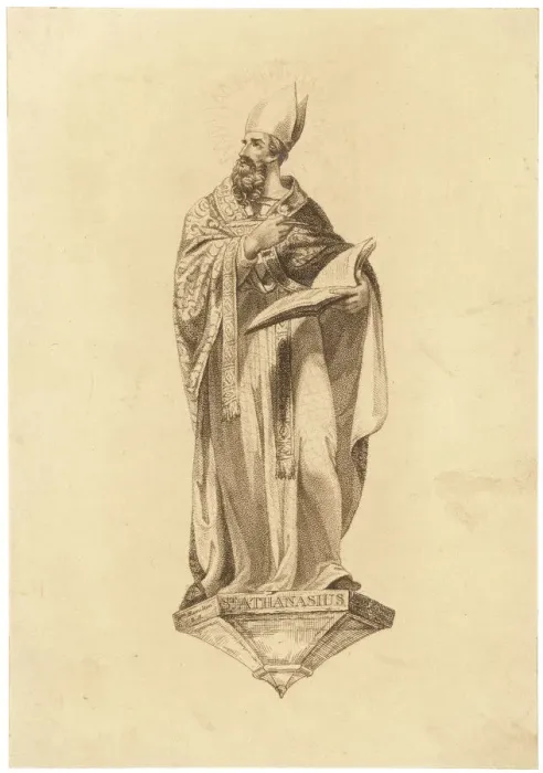 Gerahmter Druck : Atanasius mit dem Buch Gerahmter Druck : Atanasius mit dem Buch
