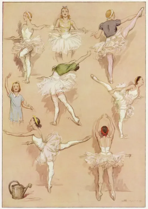 Gerahmter Druck : Ballettänzer üben Gerahmter Druck : Ballettänzer üben