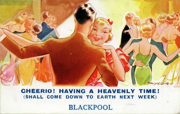 Gerahmter Druck : Bamforth-Comic-Postkarte, Blackpool, Lancashire Gerahmter Druck : Bamforth-Comic-Postkarte, Blackpool, Lancashire