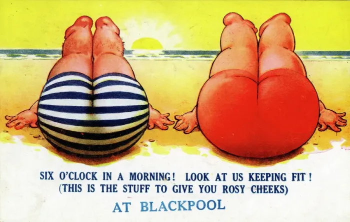Gerahmter Druck : Bamforth Comic-Postkarte, Blackpool, Lancashire Gerahmter Druck : Bamforth Comic-Postkarte, Blackpool, Lancashire