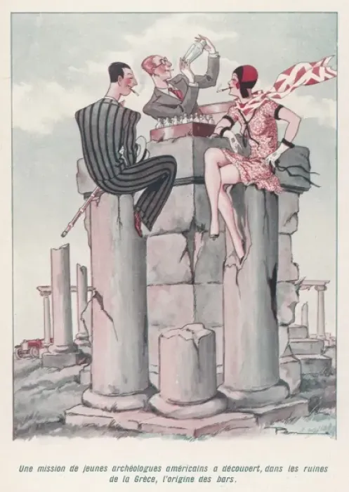 Gerahmter Druck : Ein Bier im Parthenon
