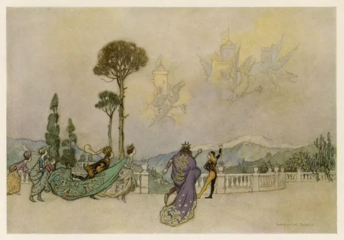 Gerahmter Druck : Basilisk / Drachen / Folklorismus