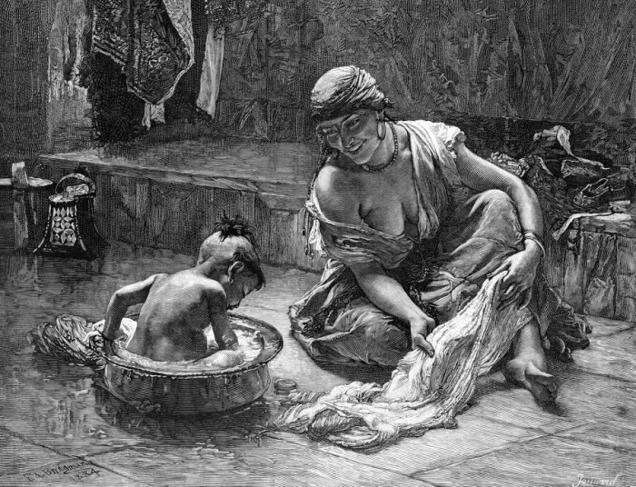 Gerahmter Druck : Baden in Kairo, 1884 Gerahmter Druck : Baden in Kairo, 1884
