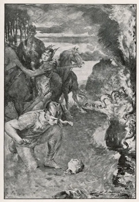 Gerahmter Druck : Beowulf und Äschere Gerahmter Druck : Beowulf und Äschere