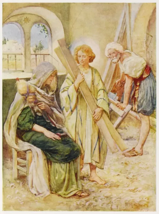 Gerahmter Druck : Jesu als Zimmermann Gerahmter Druck : Jesu als Zimmermann