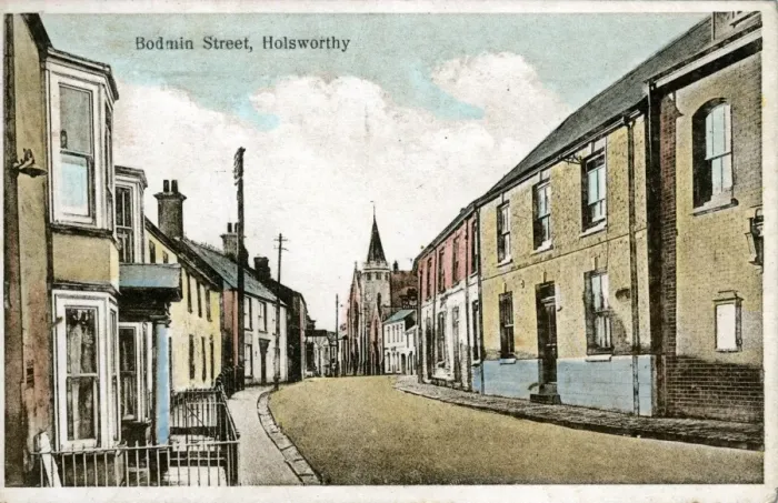 Gerahmter Druck : Bodmin Straße, Holsworthy, Devon