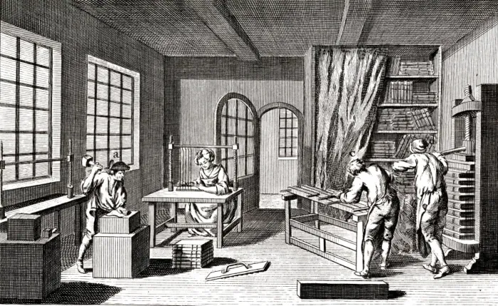 Gerahmter Druck : Buchbinden / Diderots Gerahmter Druck : Buchbinden / Diderots