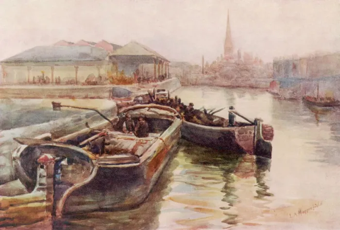 Gerahmter Druck : Brisol / Docke 1915 Gerahmter Druck : Brisol / Docke 1915