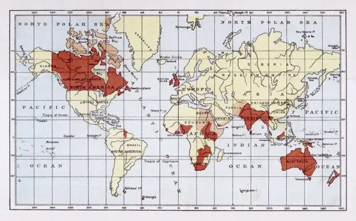 Gerahmter Druck : Britischer Reichsplan 1880 Gerahmter Druck : Britischer Reichsplan 1880