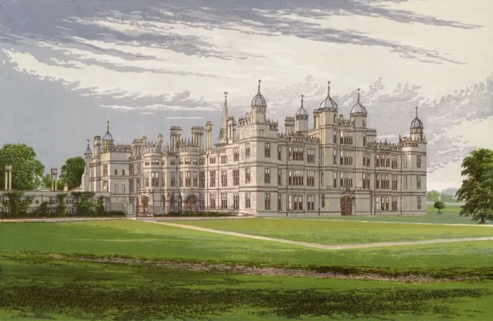 Gerahmter Druck : Burghley Haus / Morris Gerahmter Druck : Burghley Haus / Morris
