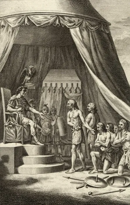 Gerahmter Druck : Kassivelanus und Caeser Gerahmter Druck : Kassivelanus und Caeser