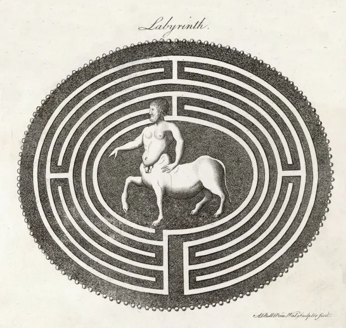 Gerahmter Druck : Zentaur im Labyrinth Gerahmter Druck : Zentaur im Labyrinth