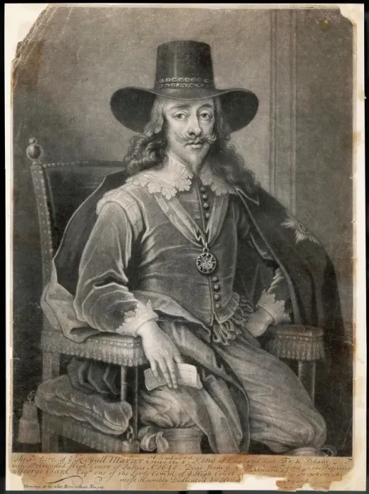 Gerahmter Druck : Karl I vor Gericht Gerahmter Druck : Karl I vor Gericht