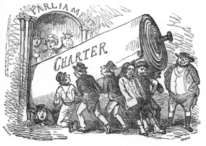 Gerahmter Druck : Eine Chartistenpartei, 1843 Gerahmter Druck : Eine Chartistenpartei, 1843